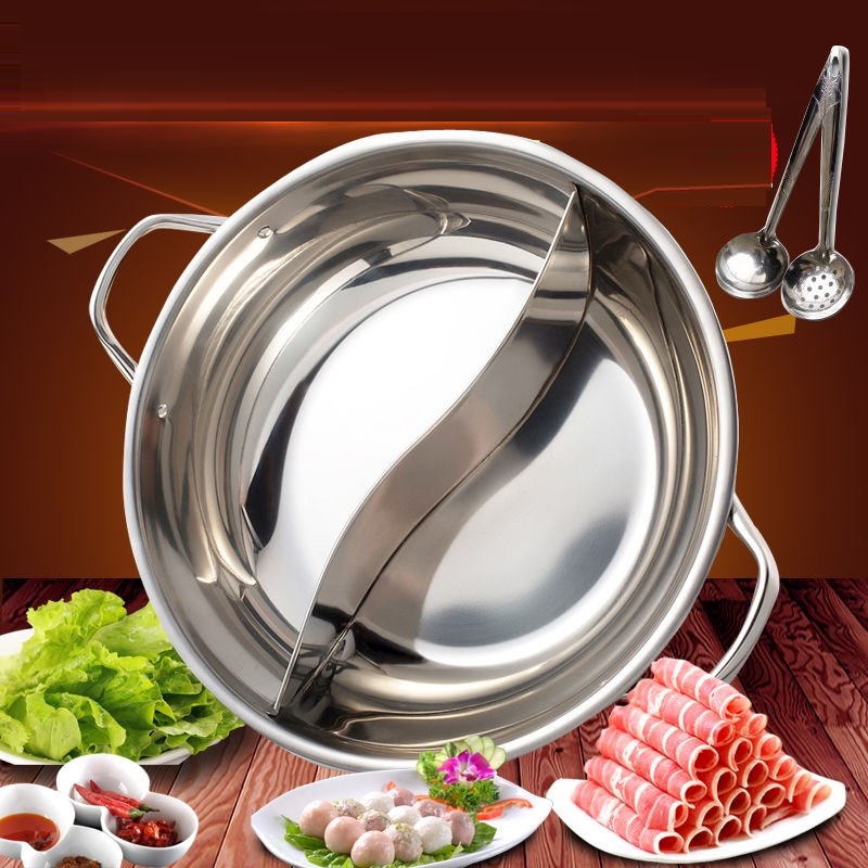 32 センチメートルステンレス鋼フォンデュスープポット調理鍋キャセロール器具 5 リットル inox 鍋 2 グリッドスープ 2 ロングスプーン