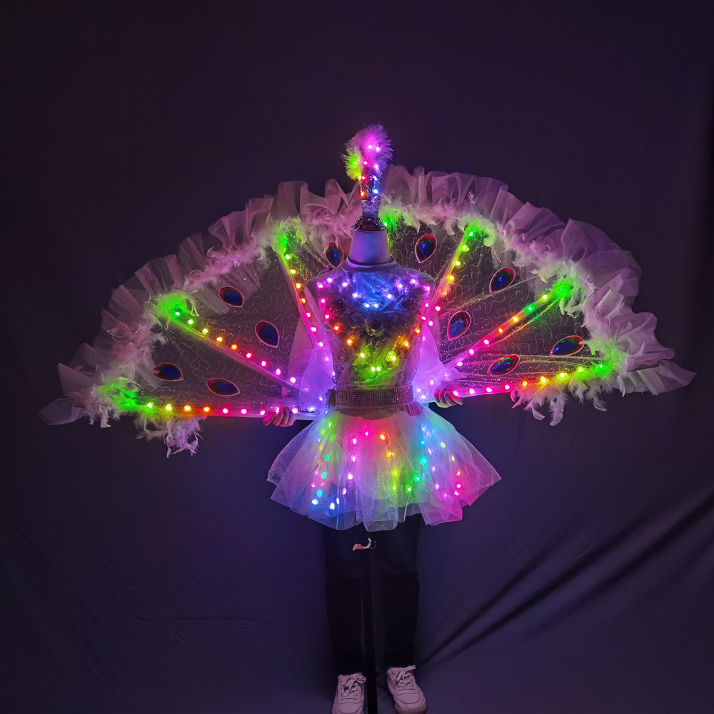 発光バレエ白鳥の湖 LED チュチュベール女性ガールズフルカラー LED 孔雀の羽 LED ダンスパーティーステージパフォーマンスバレエスカート