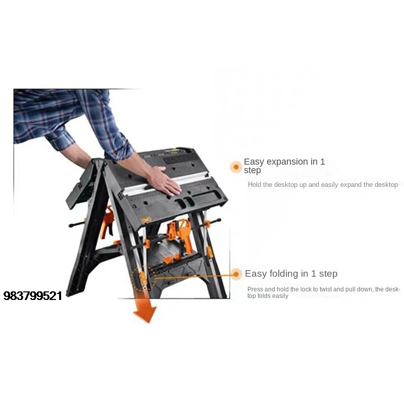 良い価格新負荷 135 キロ多機能折りたたみ木工ワークベンチ DIY ワークベンチポータブルツールテーブル強力なクランプ