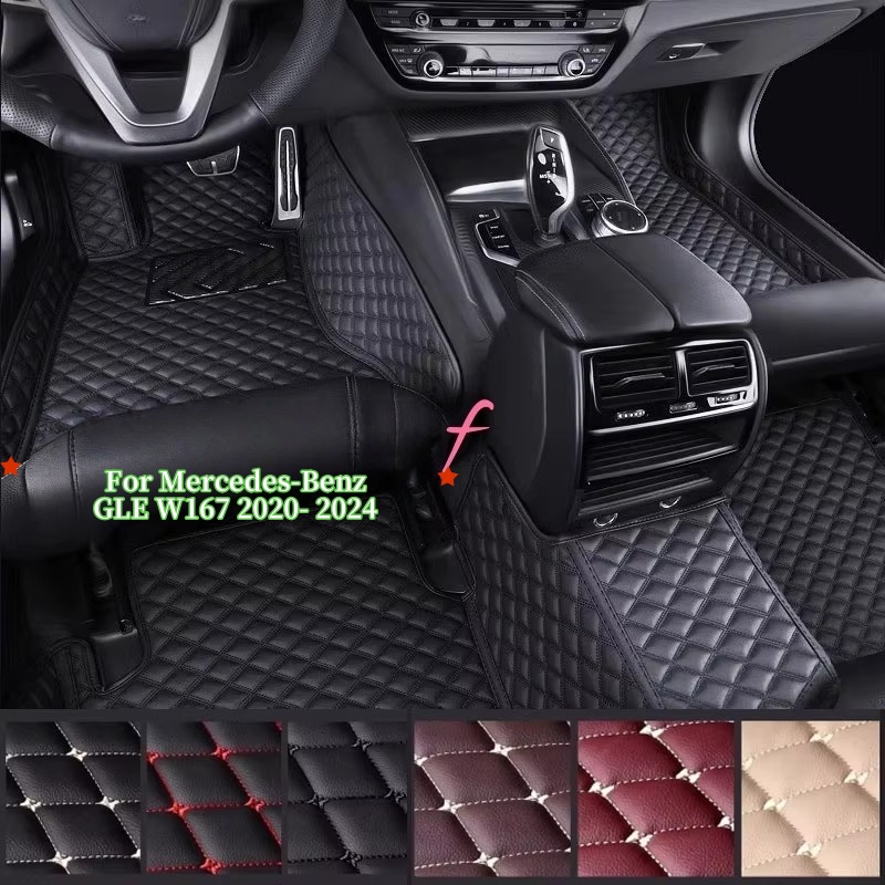 カスタム車のフロアマットメルセデス · ベンツ GLE W167 2020 2021 2022 2023 2024 5 シート防汚車のマットカーペットカーアクセサリー