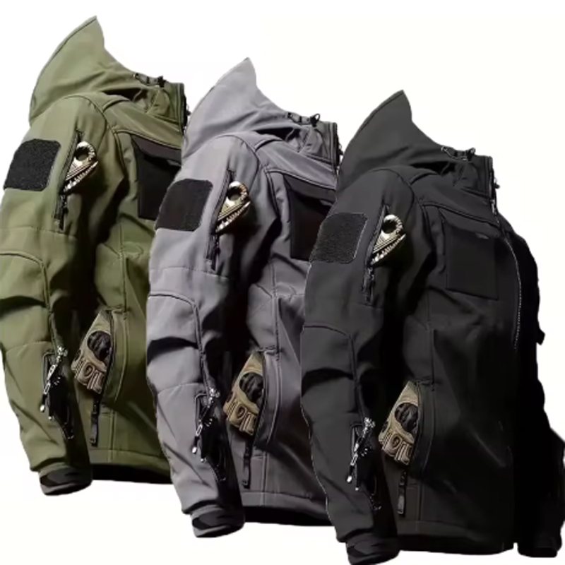 戦術的な冬秋フリースパーカー防水カーゴジャケット男性防風ハイキングキャンプ登山ソフトシェルカジュアルフードコート