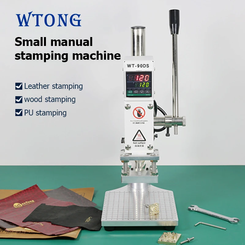 WTONG WT-90DS 手動ホット箔スタンプ機 5*7 センチメートル、8*10 センチメートル、10*13 センチメートルヒートプレススタンプ機革紙木材用手