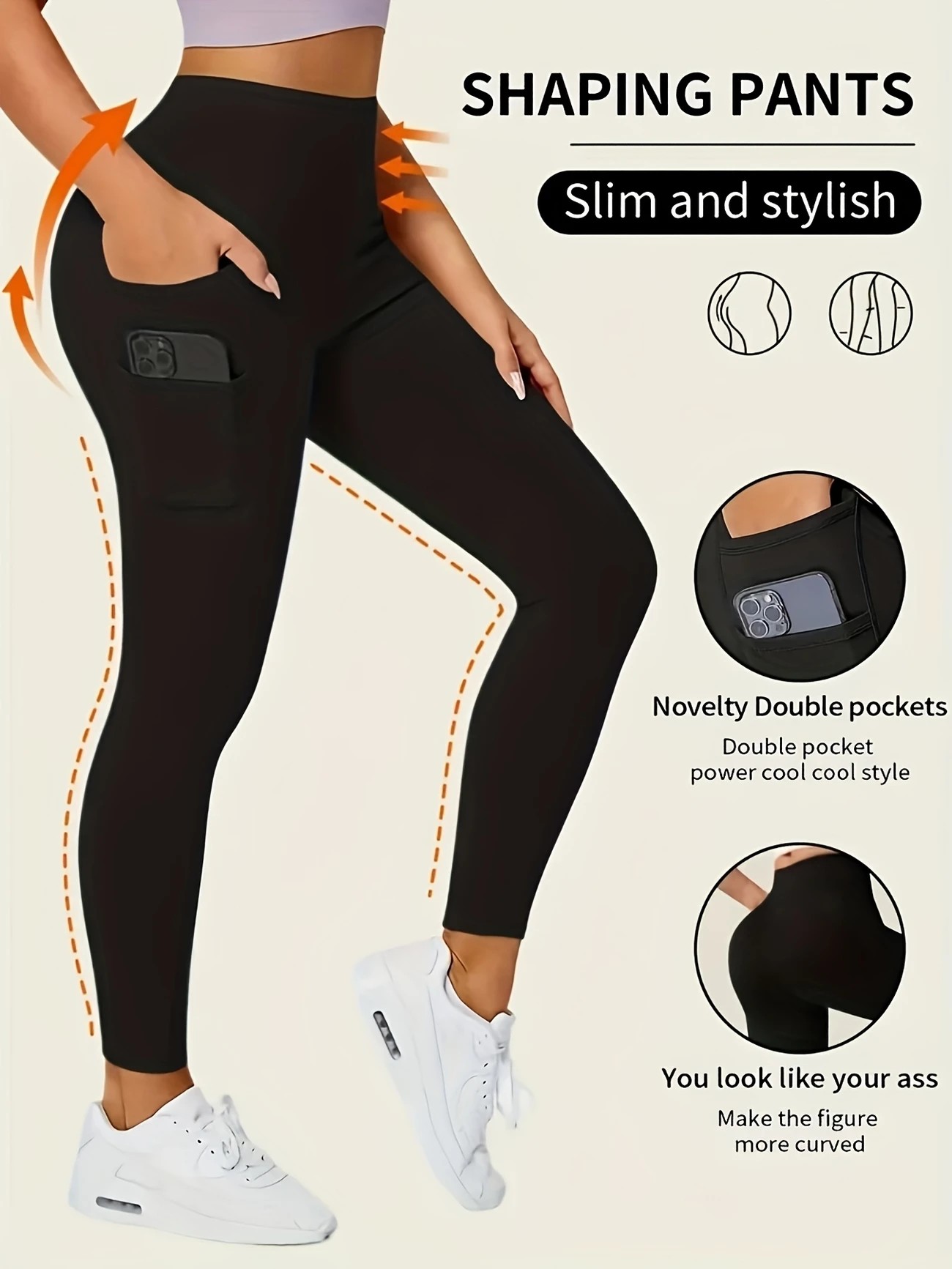レディース ハイウエスト ヨガ レギンス ポケット付き - 超ストレッチ スリミング ワークアウト パンツ、ジム用オールシーズン ブラック アスレチックウェア、