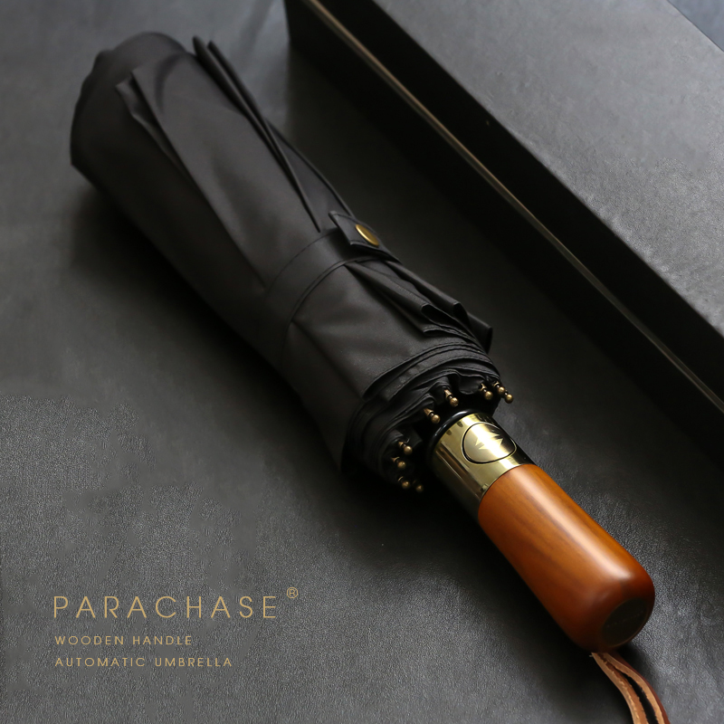 PARACHASE ビッグ傘メンズビジネススタイル 115 センチメートル自動傘雨二重層 10K 防風大型ゴルフ傘木製