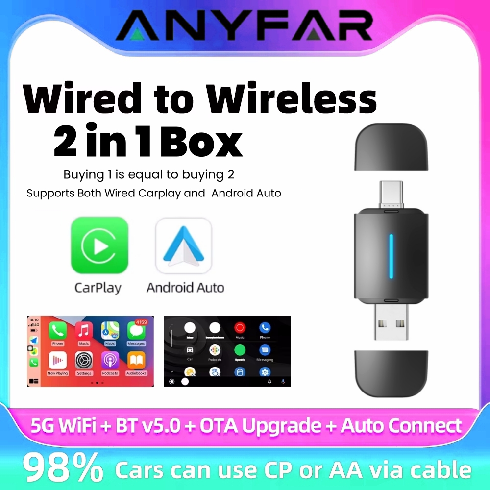 Android 自動ワイヤレス Carplay タイプ c USB Bluetooth Wifi プラグアンドプレイ 2In1 ドングルシボレーシトロエンビュイックキャデラック奇瑞 VW