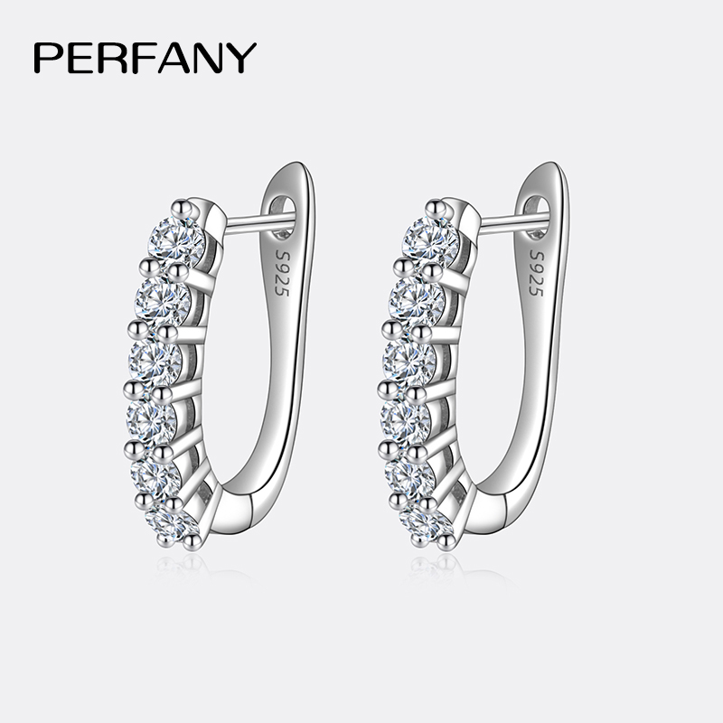 PERFANY 1.2CT モアッサナイトイヤリング女性のための S925 純銀 GRA 認定ダイヤモンドストレート行耳バックルファッションジュエリー
