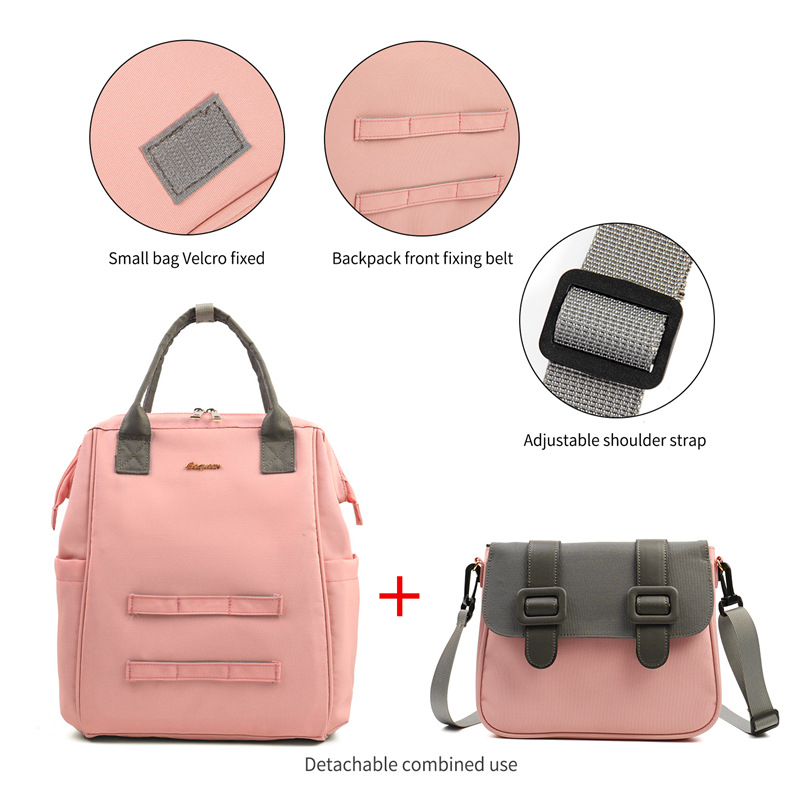 おむつバッグ バックパック 2 in 1 ベビーおむつバックパック 取り外し可能なママハンドバッグ、女の子男の子マタニティバッグ用の大きなトラベルバックパック