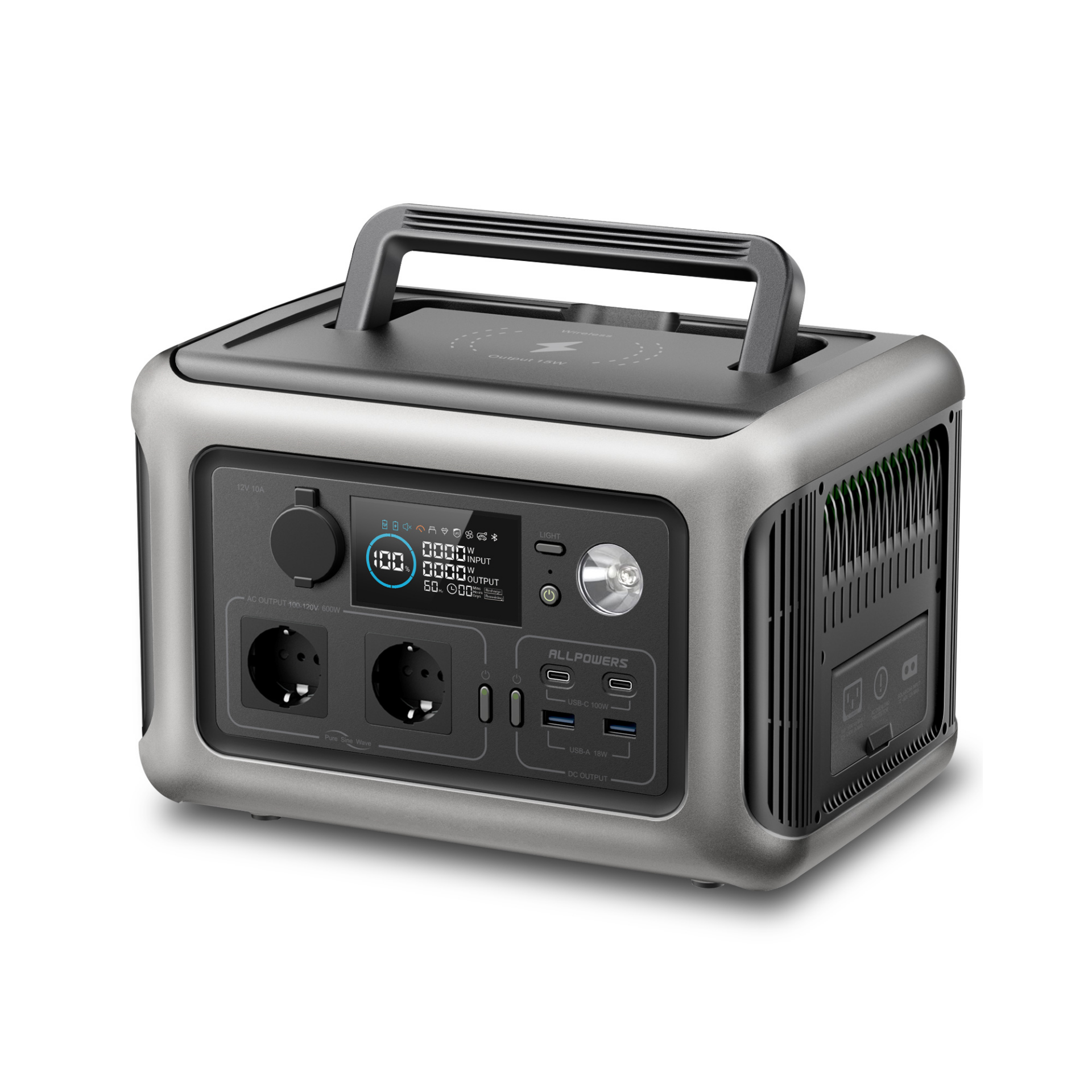 ALLPOWERS ポータブルパワーステーション R600、299Wh LiFeP04 バッテリー、2x 600W (1200W サージ) AC コンセント付き、屋外キャンプ RV ホーム用