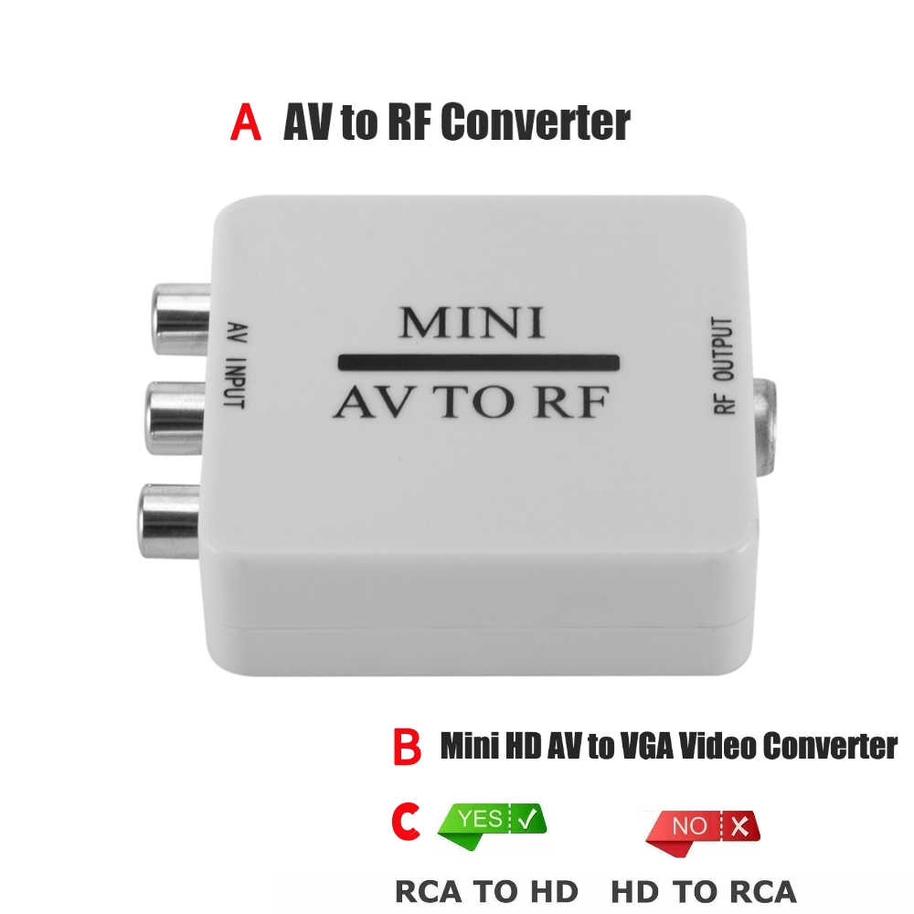 AV から RF ビデオコンバータ耐久性のある実用的な多機能ミニアダプタボックスサポート RF 67.25/61.25MHz テレビスイッチャー