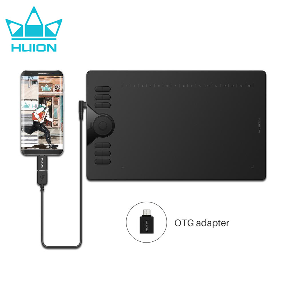 Huion HS610 10 × 6.25 インチグラフィック描画タブレット 28 エクスプレスキー 8192 バッテリーフリースタイラスペンタブレット Android 電話 MacBook 用