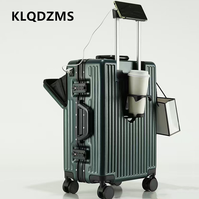 KLQDZMS 多機能スーツケース フロントオープニング 搭乗ケース ラップトップ トロリーケース 20 "24" 26 インチ 充電 キャビン荷物