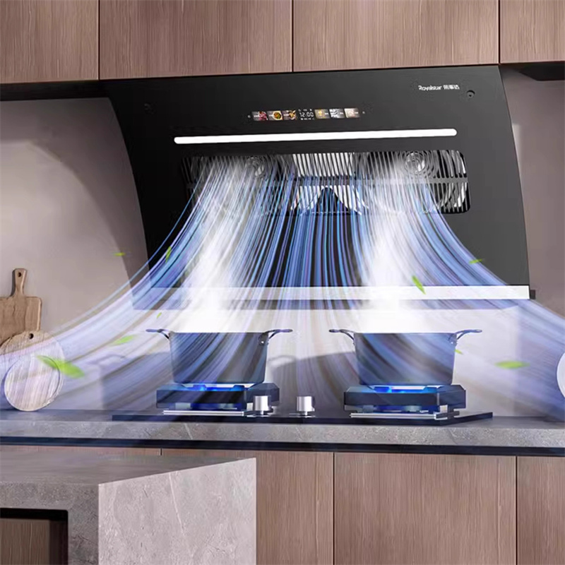 レンジフード 側吸引レンジフード キッチン用 デュアルモーター換気フード 大吸引油煙機 自動洗浄機能付き