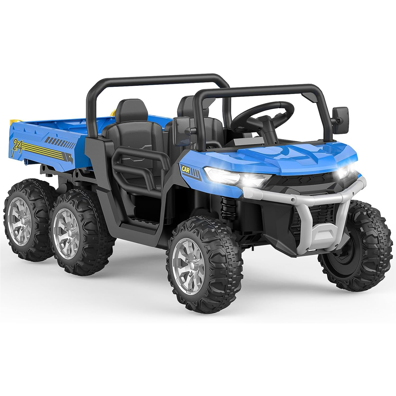 24V 2人乗り6輪ライドオンダンプトラック、親リモコン付き、子供用4WD電気自動車UTVスタイルダンプベッド