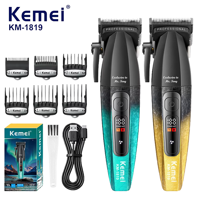 Kemei 1819 電気バリカン男性プロフェッショナル充電式コードレスヘア切断機高品質ヘアトリマー理容室