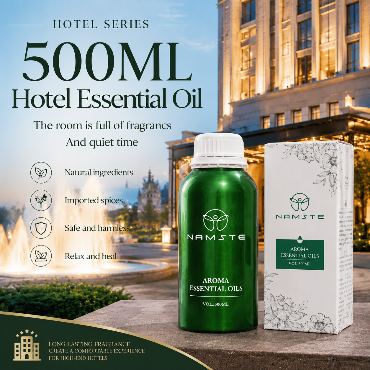 NAMSTE 500 ミリリットルエッセンシャルオイル純粋な天然自動芳香剤オイルディフューザーエッセンシャルオイルフレグランス寝室モールアパート