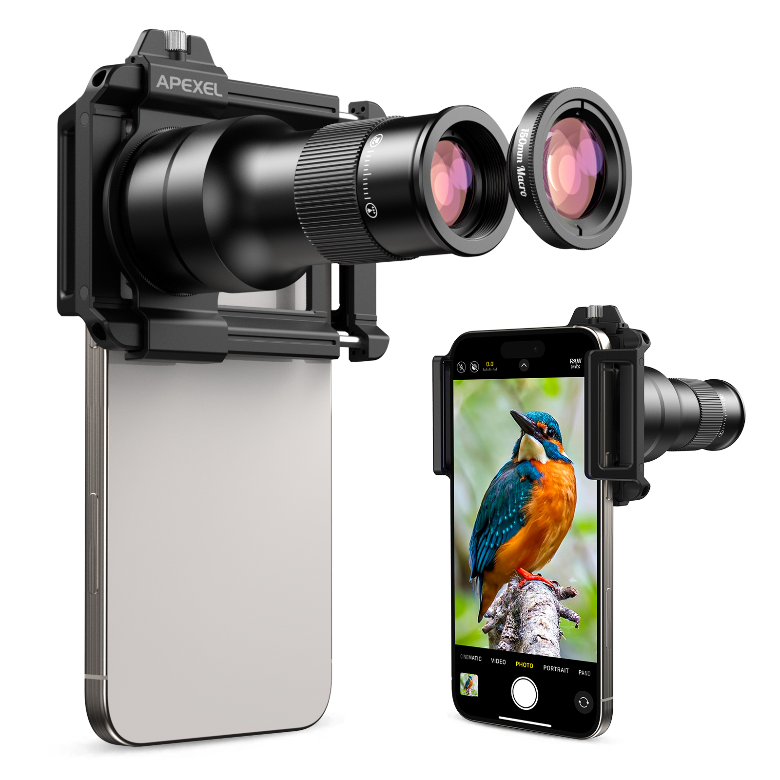 APEXEL 2 in 1 テレマクロレンズキット 6X 望遠レンズ
