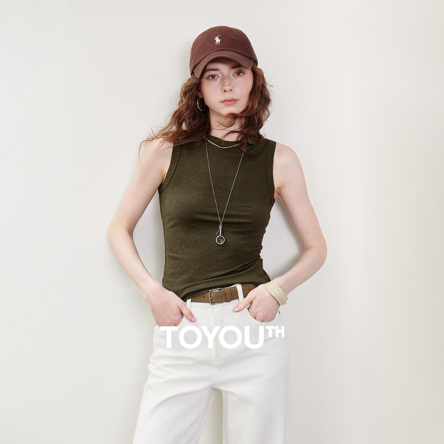 TOYOUTH 女性タンクトップベスト 2026 夏新リヨセルリネンスリムフィットクルーネックレトロノースリーブプルオーバートップス