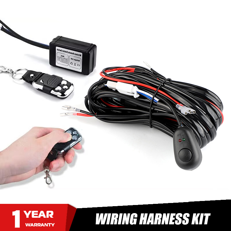 4-52 インチ LED ライトバー配線ハーネスリモートスイッチキット 12V 40A 1 リード 2 リードヒューズオンオフスイッチ 180/300 ワットワークライトリレー