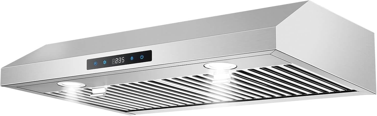 レンジフード 30 インチアンダーキャビネット、タッチコントロール付きダクトレスレンジフード、3 通気キッチンフード