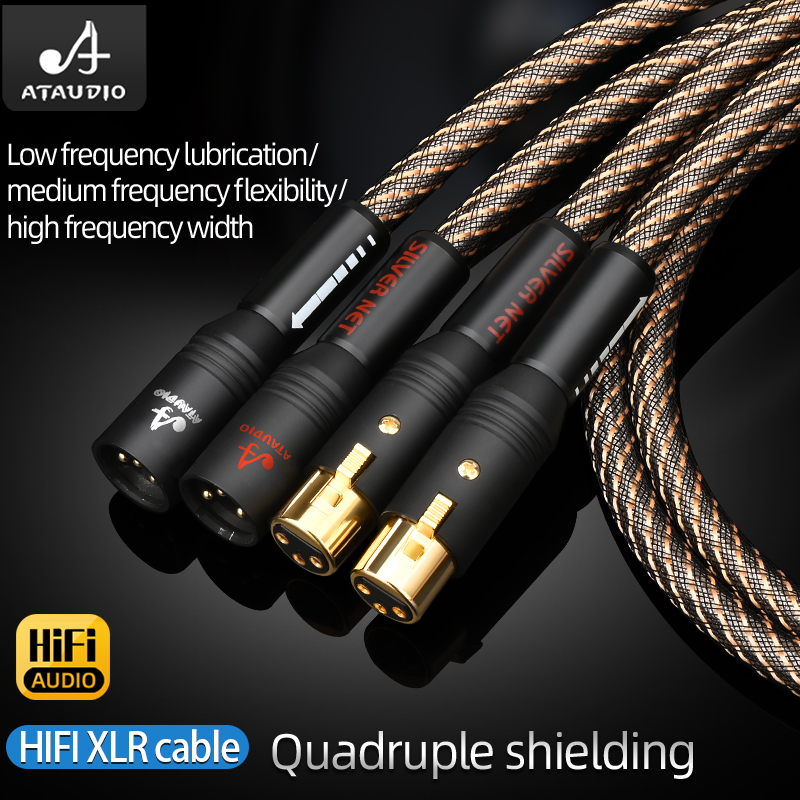 HiFi XLR オーディオケーブル高純度 OFC メッキシルバークアッドシールド付きノイズフリー 2XLR オスケーブルミキサーマイク用
