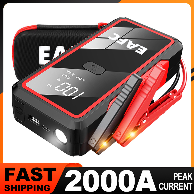 車のジャンプスターター 2000A/1200A/600A 車のバッテリースターターポータブル電源銀行充電器 12V 自動緊急始動装置ブースター