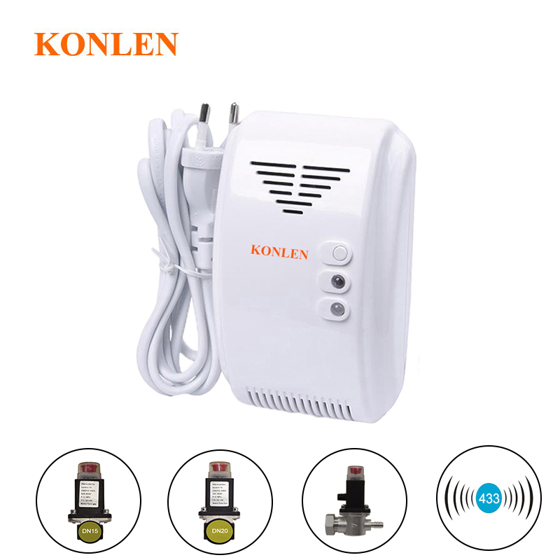 KONLEN LPG の天然ガスの漏れ検出器電磁弁が付いている無線 433Mhz センサー