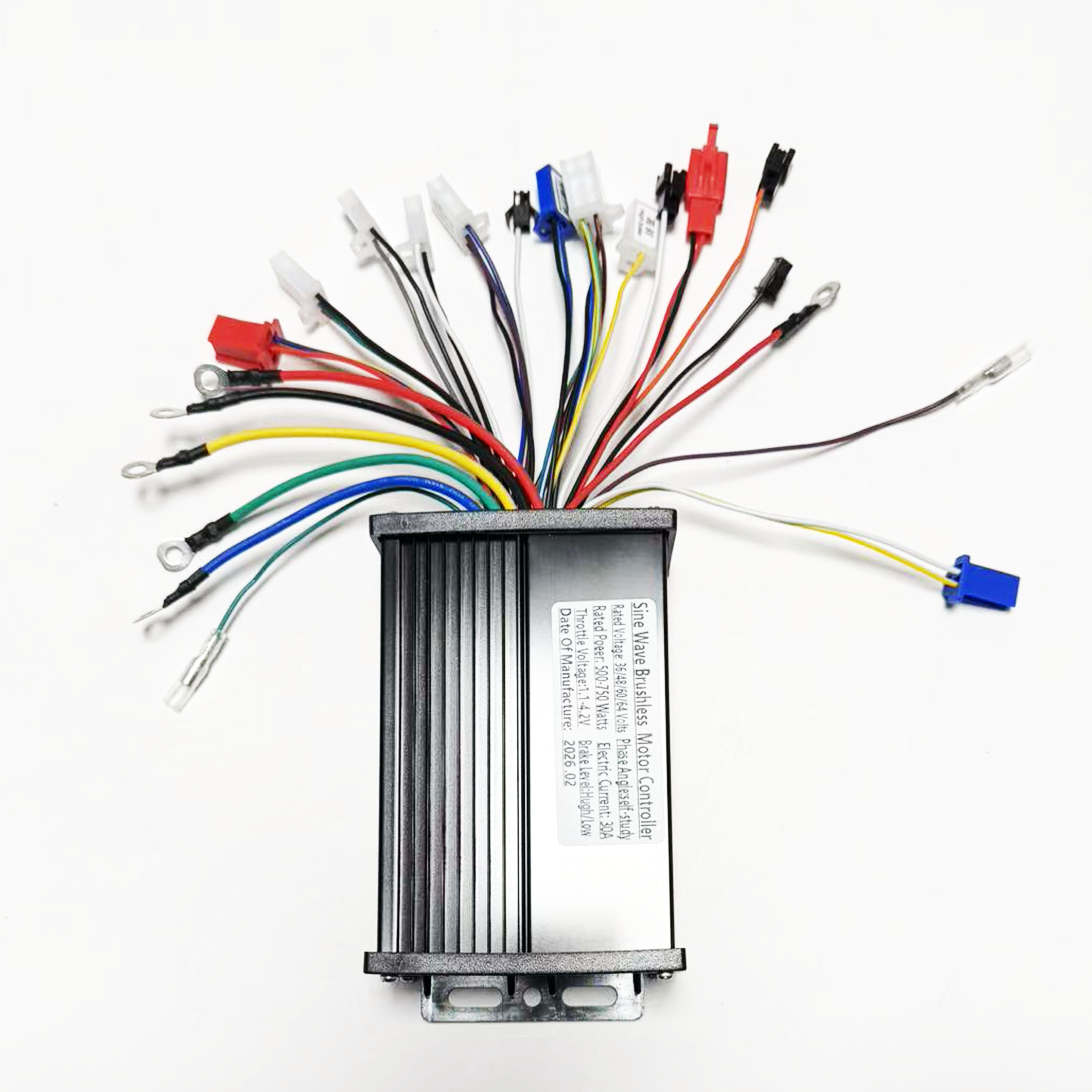 ブラシレスモーター正弦波コントローラー 36V/48V/60V/64V 500W/750W 30A、電動自転車、オートバイ、三輪車の修理用。