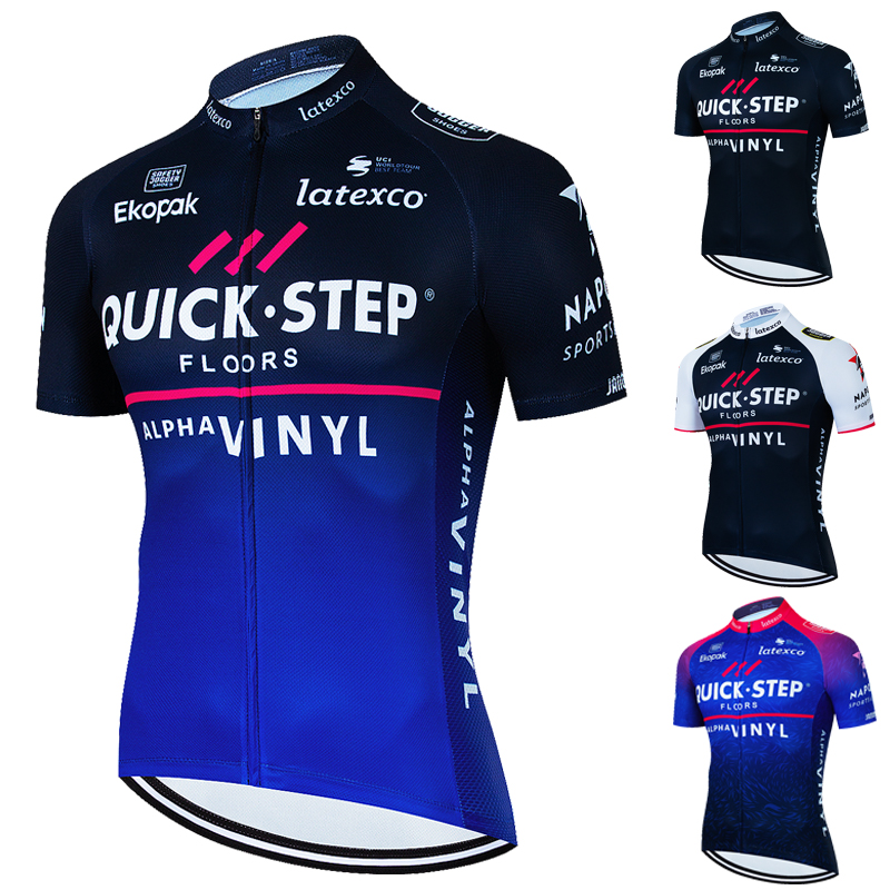 2025 クイックステップ半袖サイクリングジャージ男性 Ropa Ciclismo レーシングトップサイクリング服マイヨ夏自転車バイクウェアシャツ