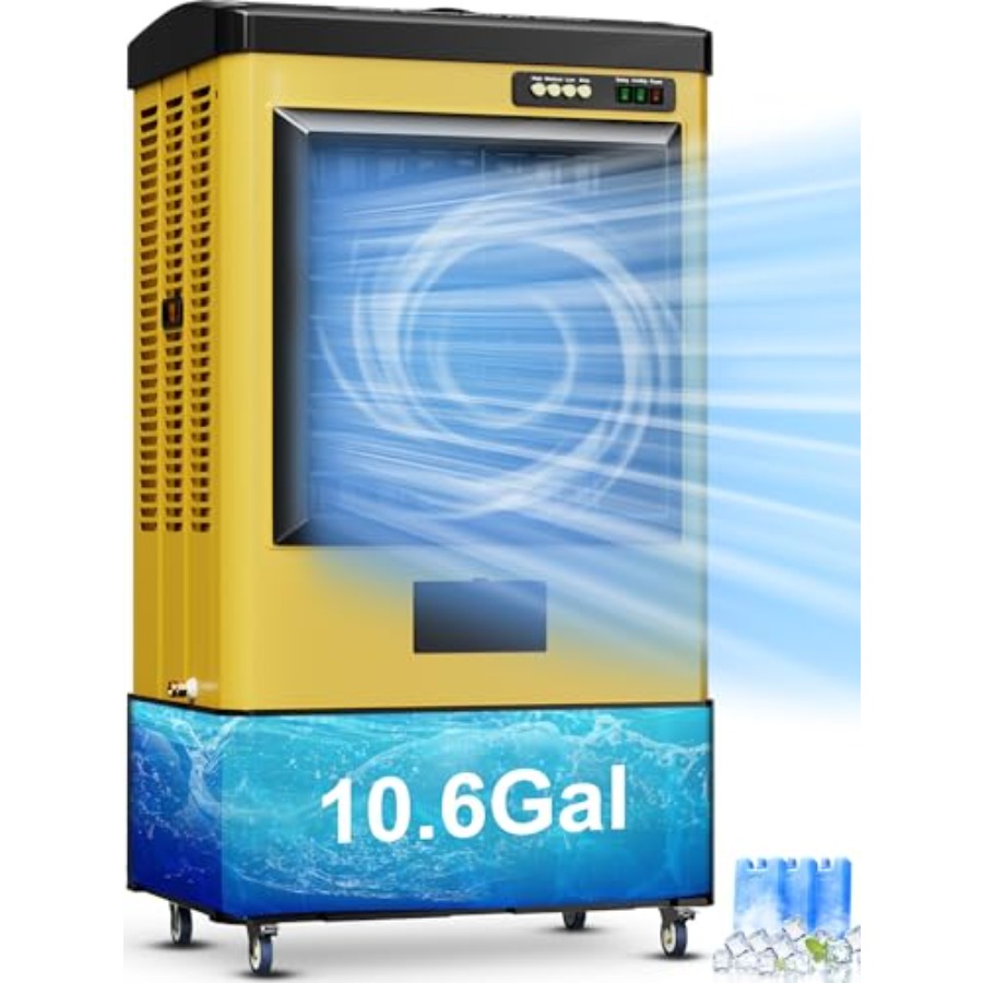 40 スワンプクーラー 屋外/パティオ/ショップ/庭/工場用: メタルフレーム、グレー、4800 CFM、11 ガロンタンク、3 スピード、120 振動、3 アイス