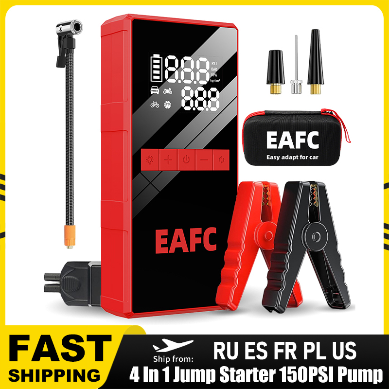 2000A Peak Car Jump Starter & Air Compressor All-in-One Machine 10000mAh Emergency Power Bank Auto Tire Inflator with LED Light