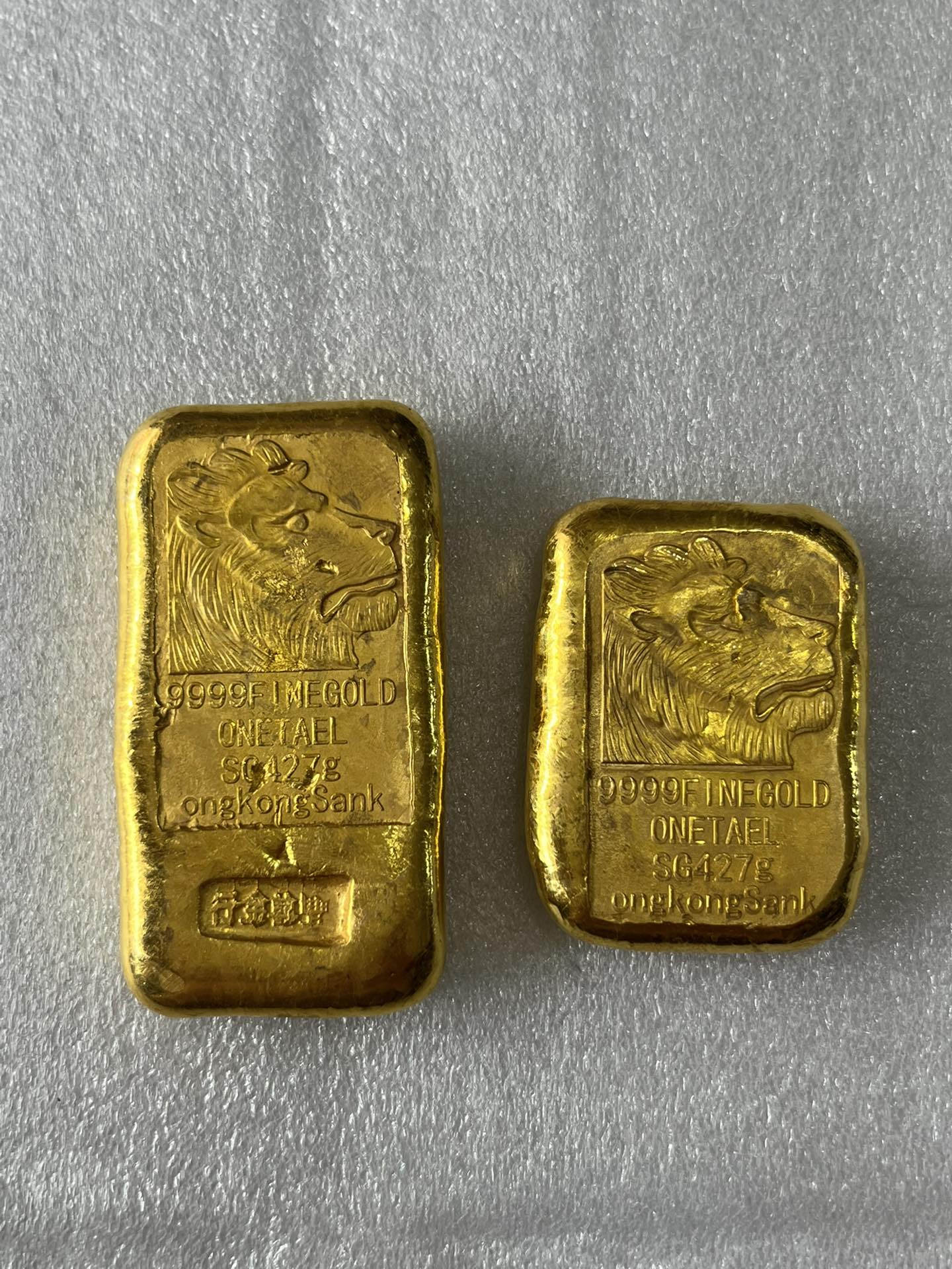 新しい金銅ブロンズライオンヘッド彫刻ゴールドインゴットホームクラフト用品アンティークコレクション大 5.9X3X0.9 センチメートル小 4X3X0.6 センチメートル