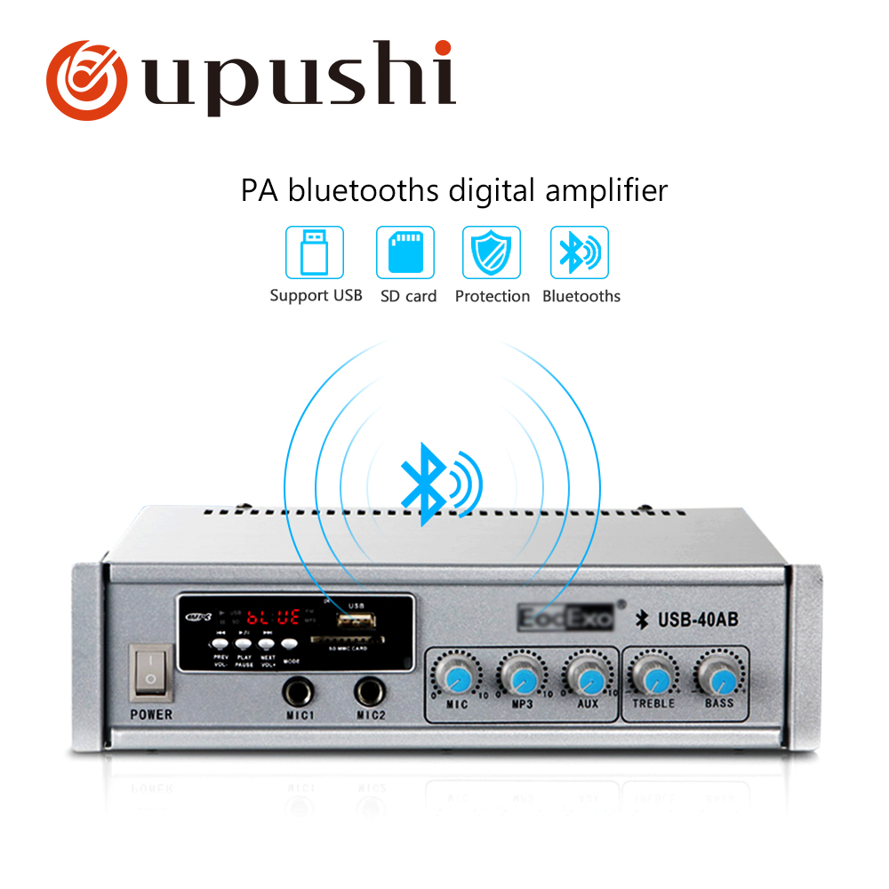 Oupushi 40 ワット小型 Bluetooth アンプスピーカー 100V ホームオーディオパワーアンプ家庭用バックグラウンドミュージックシステム