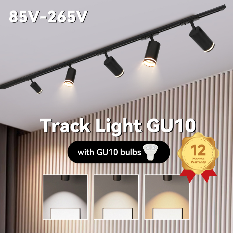 セットトラックライト GU10 レール照明 110V 220V Led トラックランプ家庭用リビングルームスポットライト器具セット電球シーリングライト付き