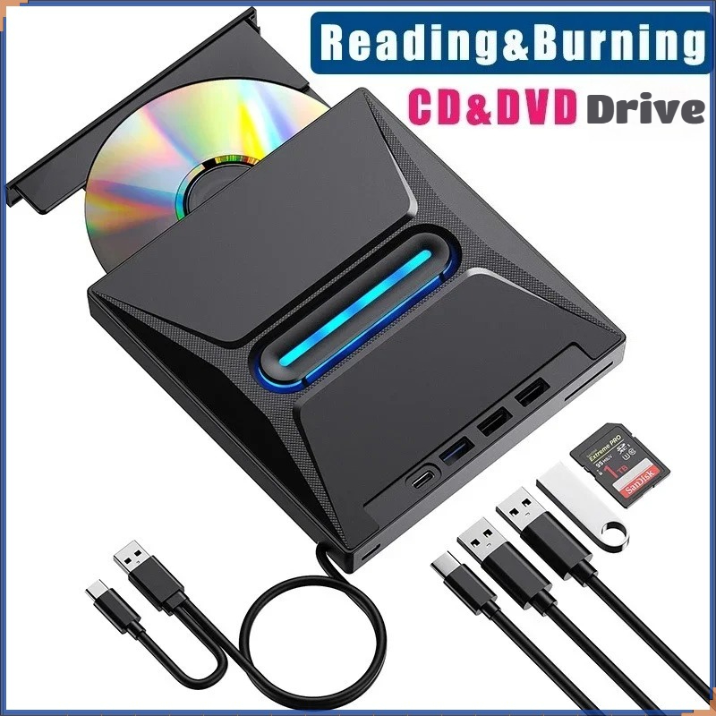 外部 CD DVD バーナー、CD ROM バーナー、CD/DVD /-RW ドライブ SD カード リーダー、ラップトップ デスクトップ用 DVD プレーヤー ハブ-Co、ブルーレイ バーナー
