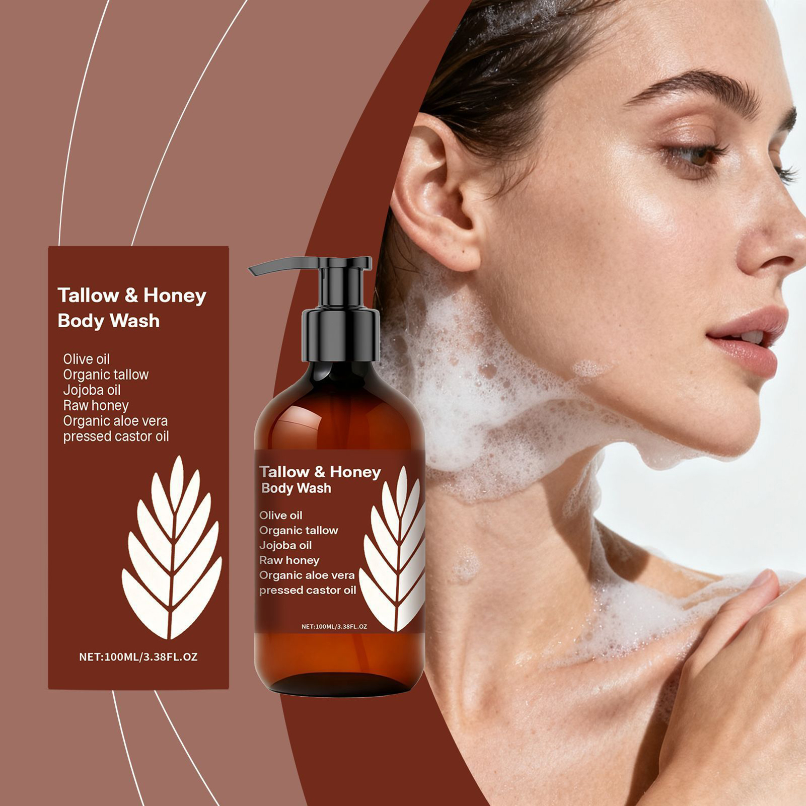 Tallow Honey Body Wash Gentle Hydrating Shower Gel Chemical-Free Rich In Vitamin Luxurious Lather Body Wash For All Skin Types
