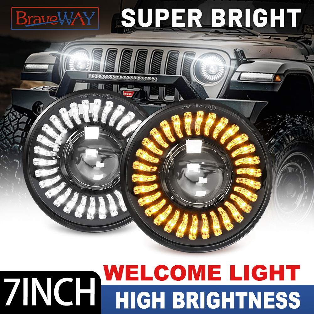 RGB 7 インチラウンド LED ヘッドライトジープラングラー JK JL CJ オフロード、ハマー H2 およびその他の H6024 ヘッドランプオフロード使用