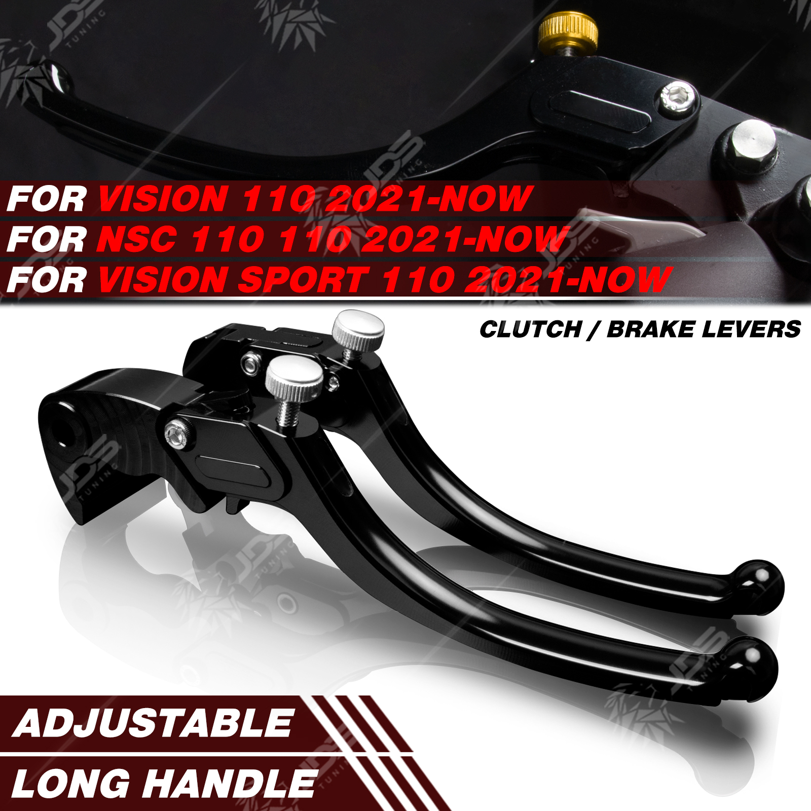 JDSTUNING ホンダ VISION110/NSC110/VISION SPORT 110 2021-NOW 無段階クラッチレバー ブレーキレバーセット ロングハンドルレバー部品