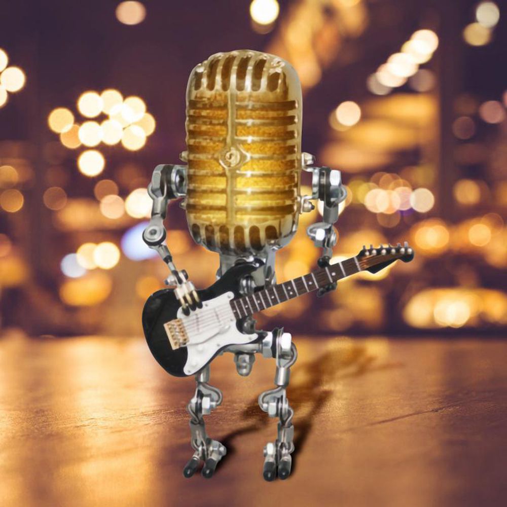 1PC クリエイティブグローモデル装飾品レトロ装飾ロボットマイク演奏用ギターデスクランプ家の装飾工芸品