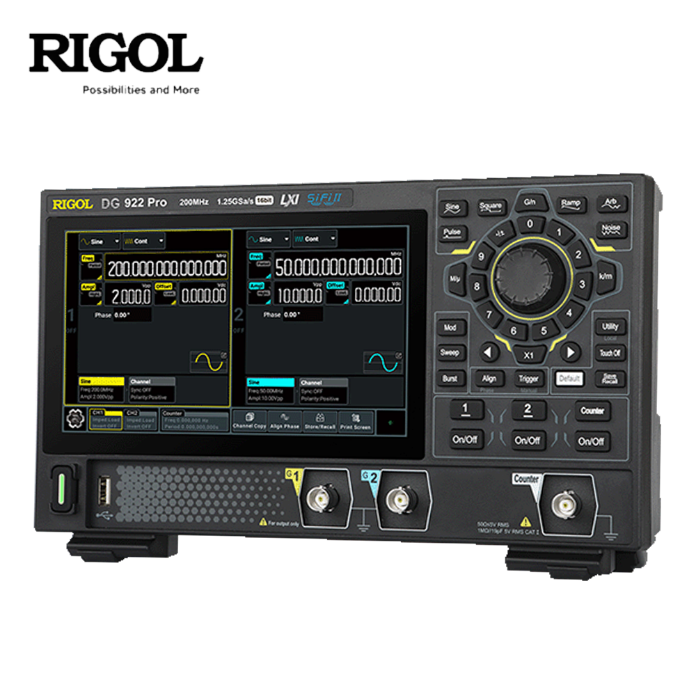 Rigol DG900 Pro ファンクションジェネレーター 70M ～ 200M 1.25Gsa/s、デュアルチャンネル 16 ビット、16M 任意波形、ノイズ/パルス/高調波ジェネレーター