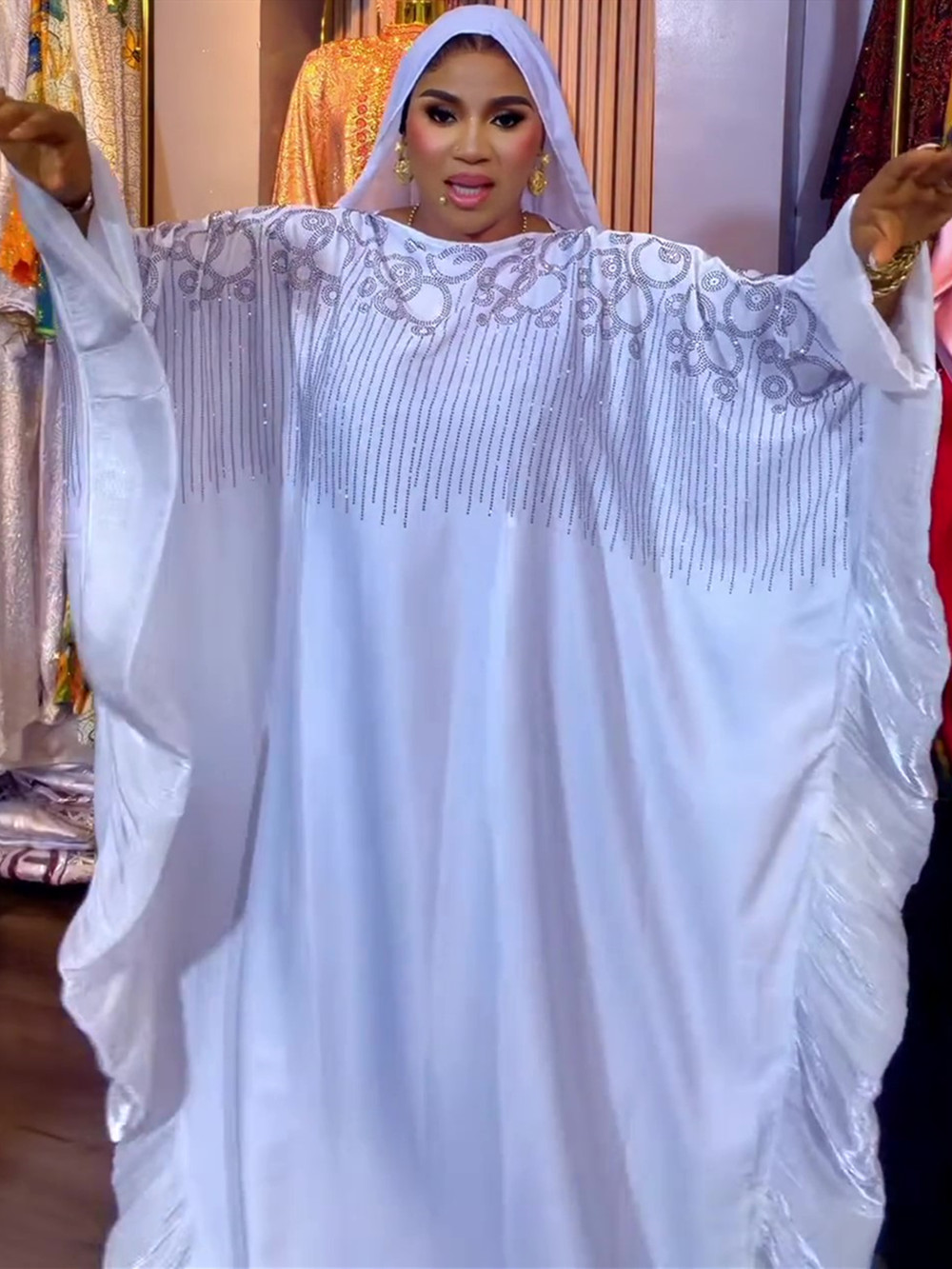 アフリカのドレス女性の伝統的なアフリカ服 Dashiki アンカラ白ガウンアバヤローブイスラム教徒カフタンマキシロングドレス 2026