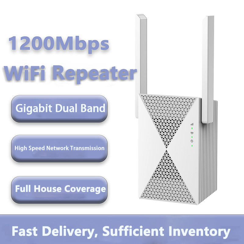 1200Mbps WiFiリピーターワイヤレス信号エクステンダー2.4G 5GHzデュアルバンドWi-Fiアンプルーター長距離信号ブースター家庭用