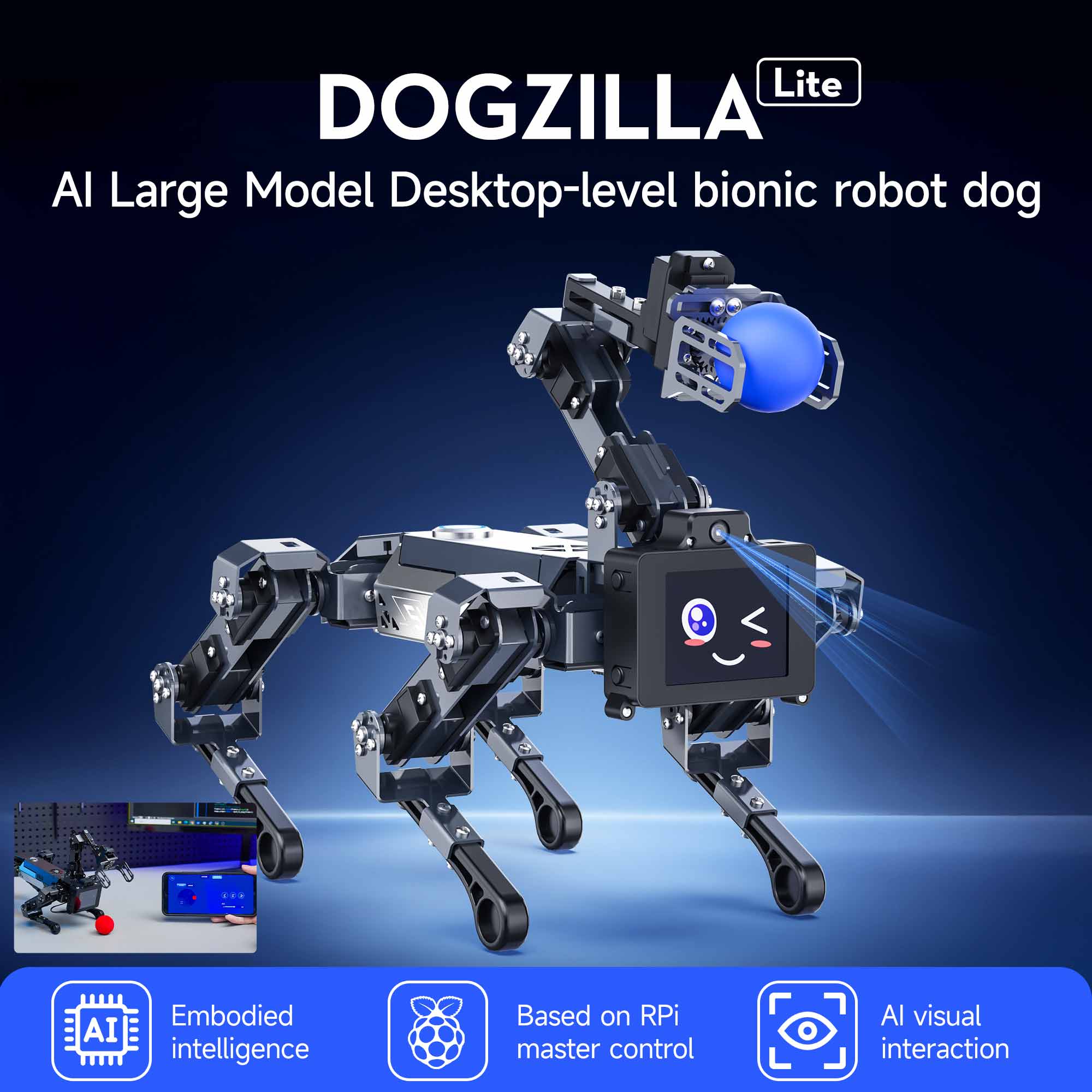 Yahboom 四足ロボット犬バイオニック インテリジェント プログラミング AI 大型モデル、Raspberry Pi CM5 モジュールを搭載したロボット アーム付き
