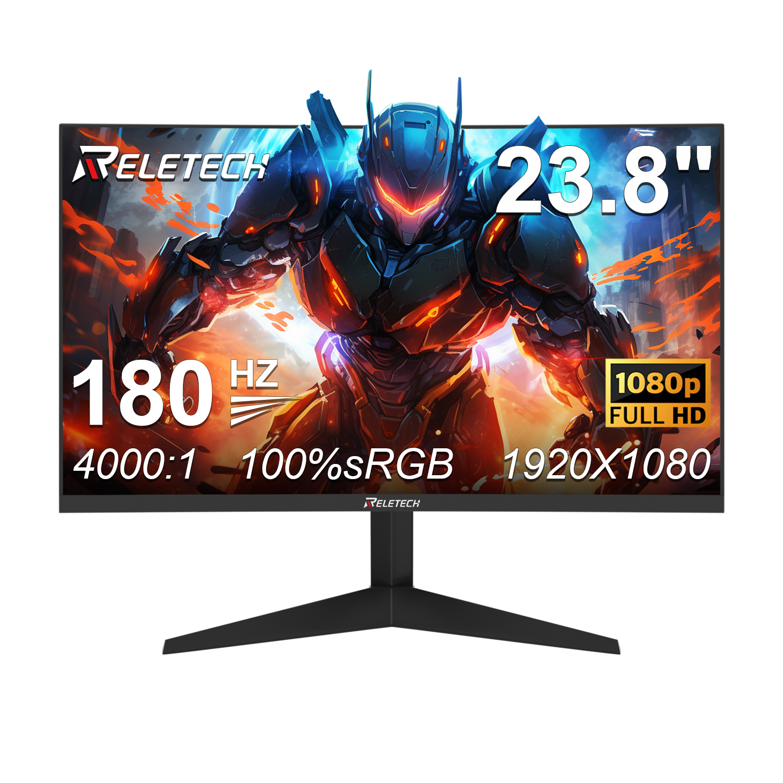 Reletech モニター 23.8 インチ 180Hz 曲面ゲーミングモニター 3000R FHD VA パネル 4000∶1 HDMI/DP ボーダレススクリーン FreeSync
