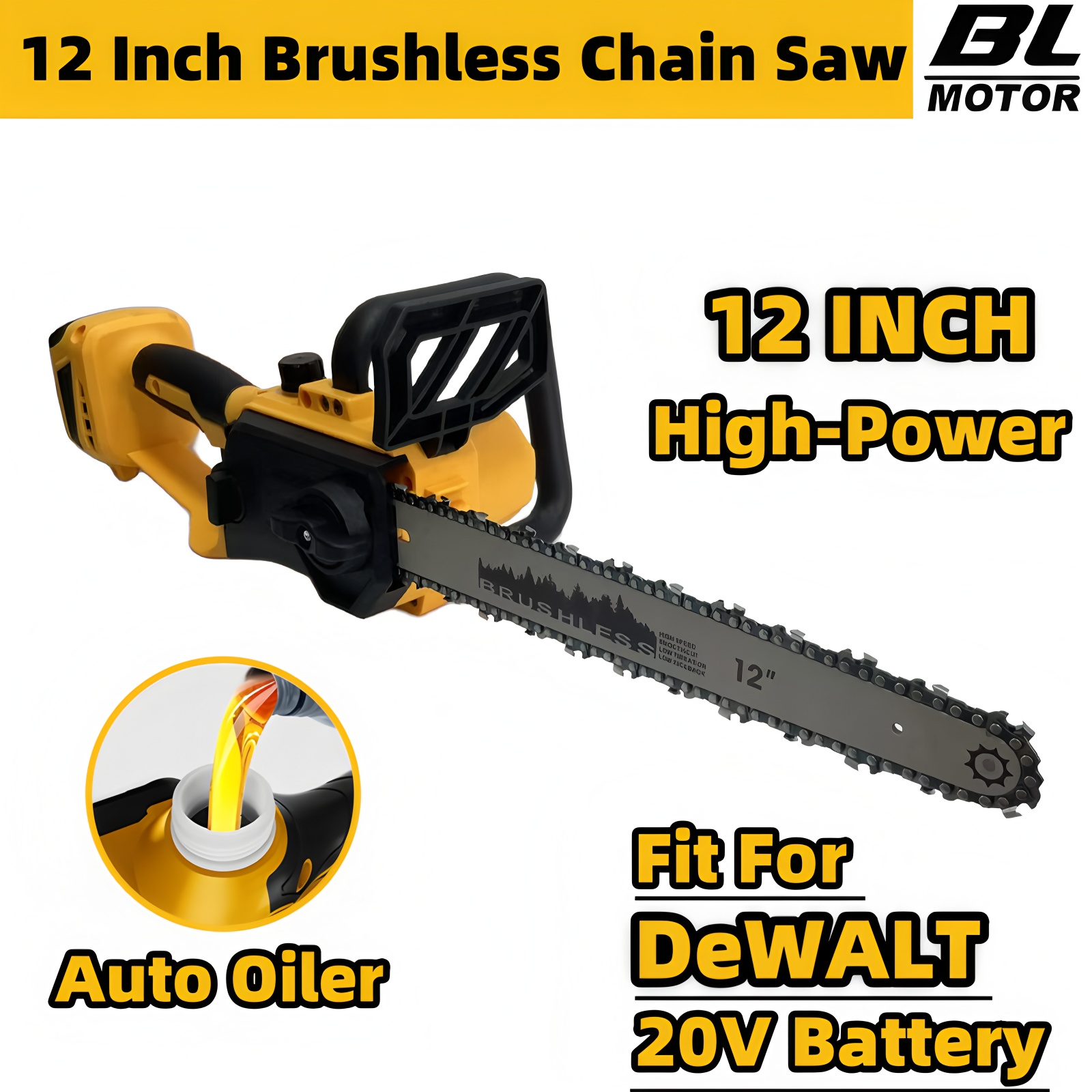 DeWALT 20V バッテリー 12 インチブラシレスチェーンソー自動オイラーハイパワーコードレス電気チェーンソー木材切断電動工具