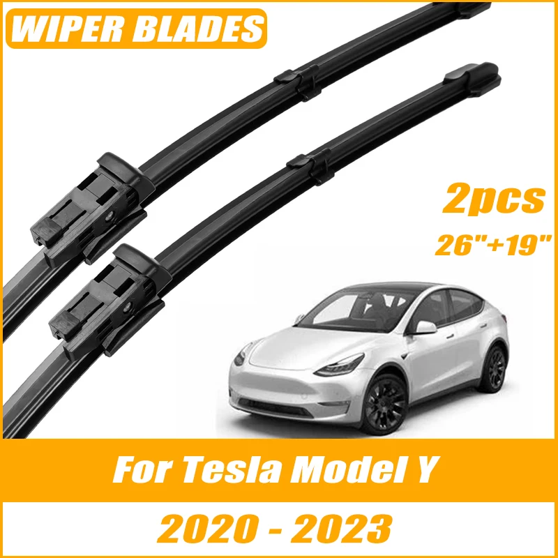2pcs Wiper Front Wiper Blades For Tesla Model Y 2020-2023 Windshield Windscreen Clean Window Car Rain Brushes 26"+19"