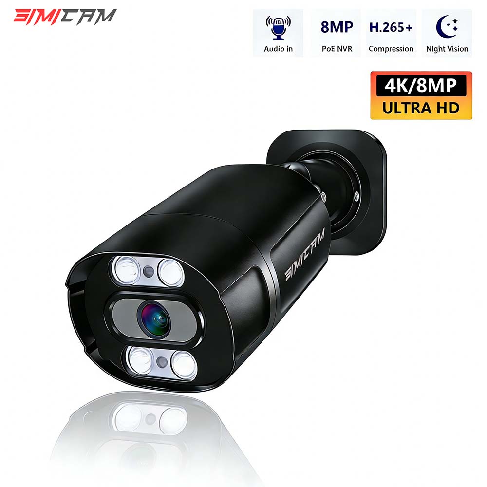 ウルトラ HD 4K CCTV PoE IP カメラセキュリティ屋外 8MP 5MP 4MP オプション監視カメラ Onvif 人間検出カラーナイトビジョン