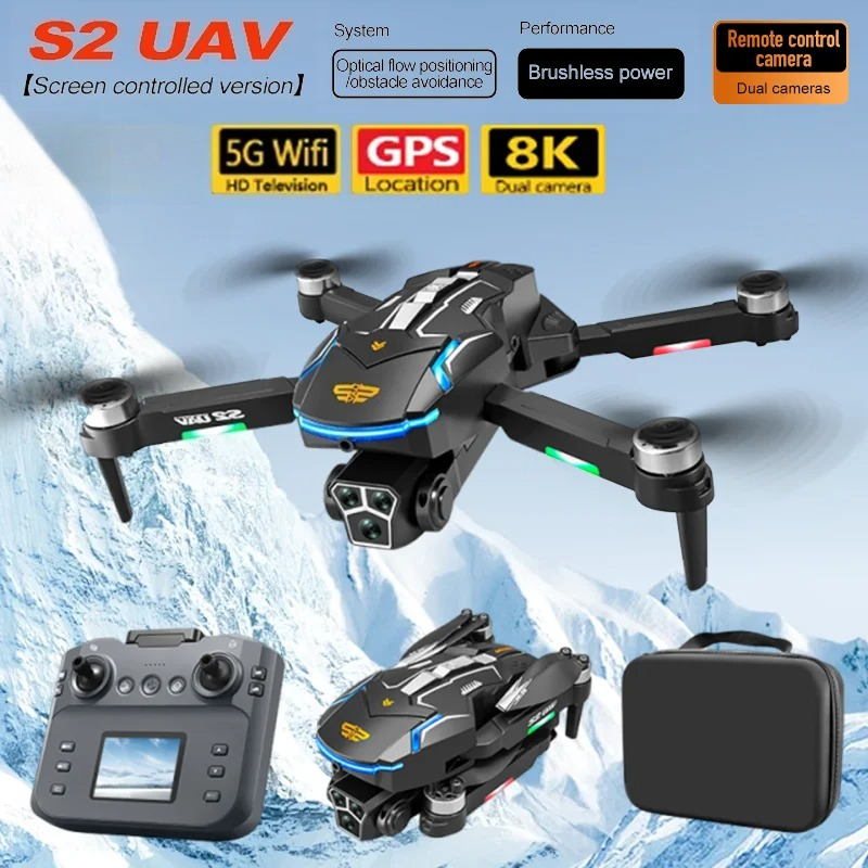 オリジナル S2 RC ドローンプロフェッショナル 8K 空中 HD 障害物回避大画面リモコン折りたたみブラシレスドローン