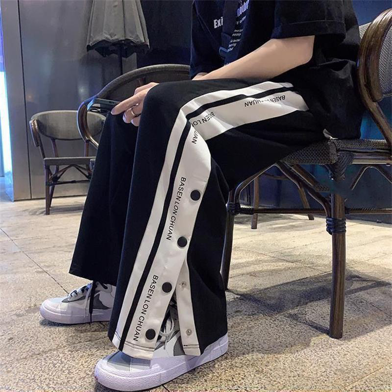 Y2k スタイルワイドレッグパンツストレートズボン 2023 ハイストリートカジュアルルーズサイドボタンスウェットパンツヴィンテージ女性のパンツストリート