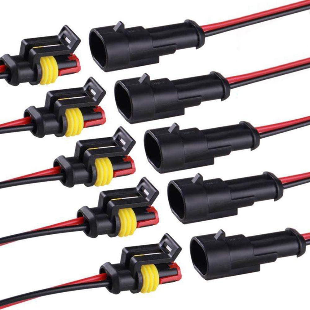 2 ピン コネクタ 防水コネクタ、オスとメスの方向 16 AWG ワイヤ、車、トラック、ボートおよびその他のワイヤ接続に適しています 5 Ki