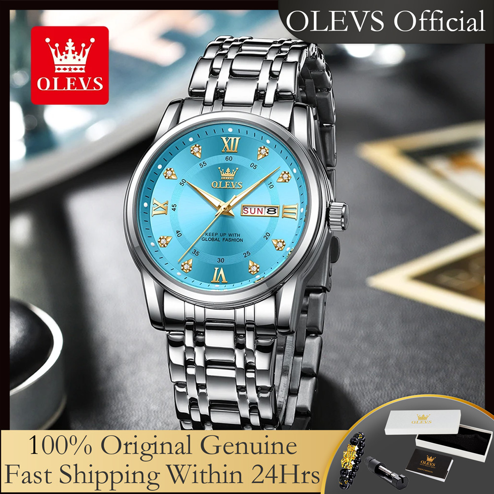 OLEVS 5513 独占オリジナルクォーツ時計男性用ダイヤモンドローマスケール防水腕時計デュアルカレンダーステンレススチール時計